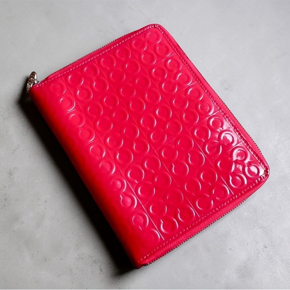 Coach Embossed Red Leather Zip Planner/Wallet/Organizer Clutch & Coach Pen - Picture 12 of 12